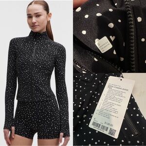 NWT Lululemon Define Cropped Jacket Nulu Heart Scatter Dot Print White Black 6